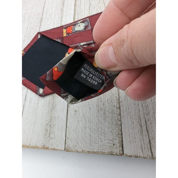 Mickey Unlimited Disney Micky Mouse Checked Maroon Red Character Necktie - Picture 2 of 4